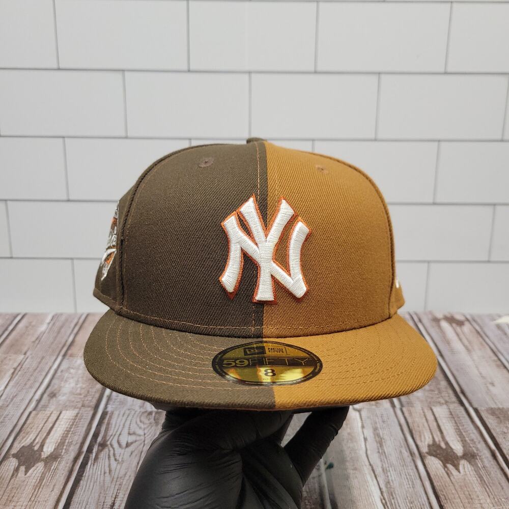 New Era New York Yankees Split Brown Tan 59FIFTY Fitted Hat Size 8